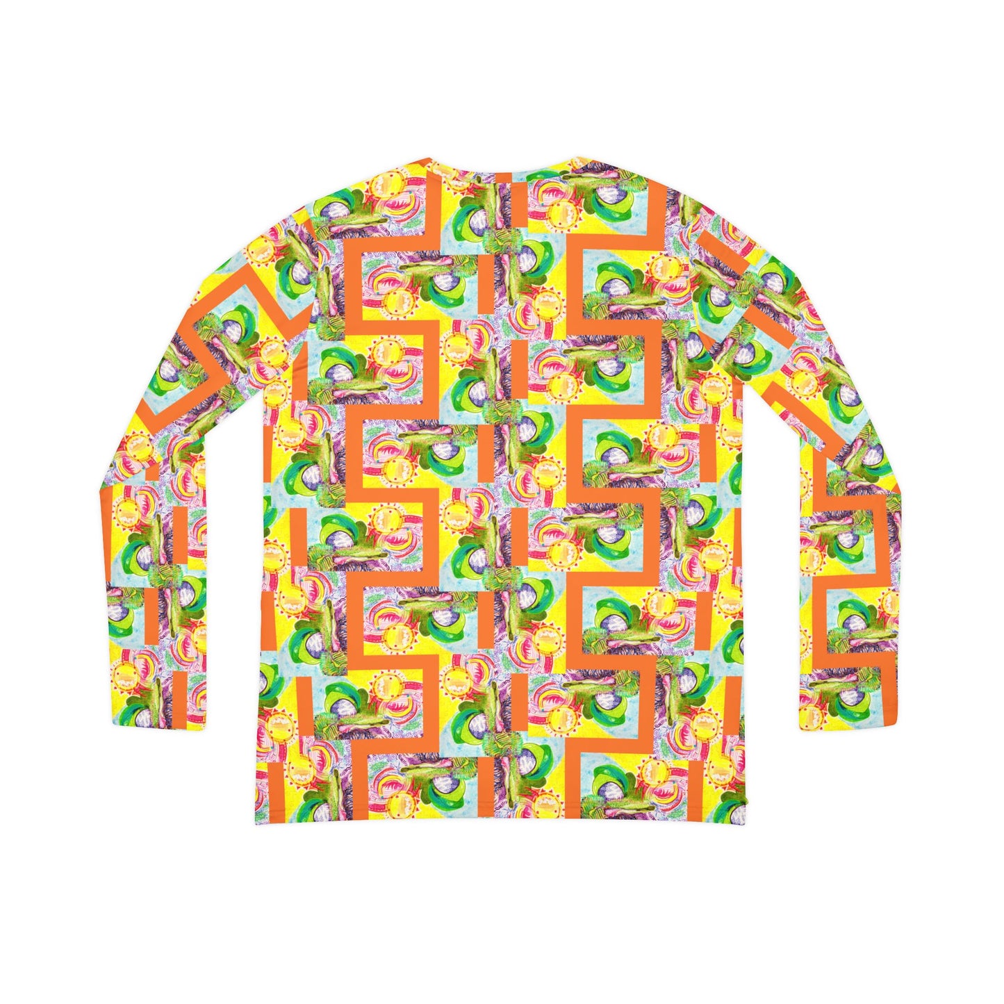 All-Over Print Women's Long Sleeve V-neck Shirt: Bright Basket Zag - Orange
