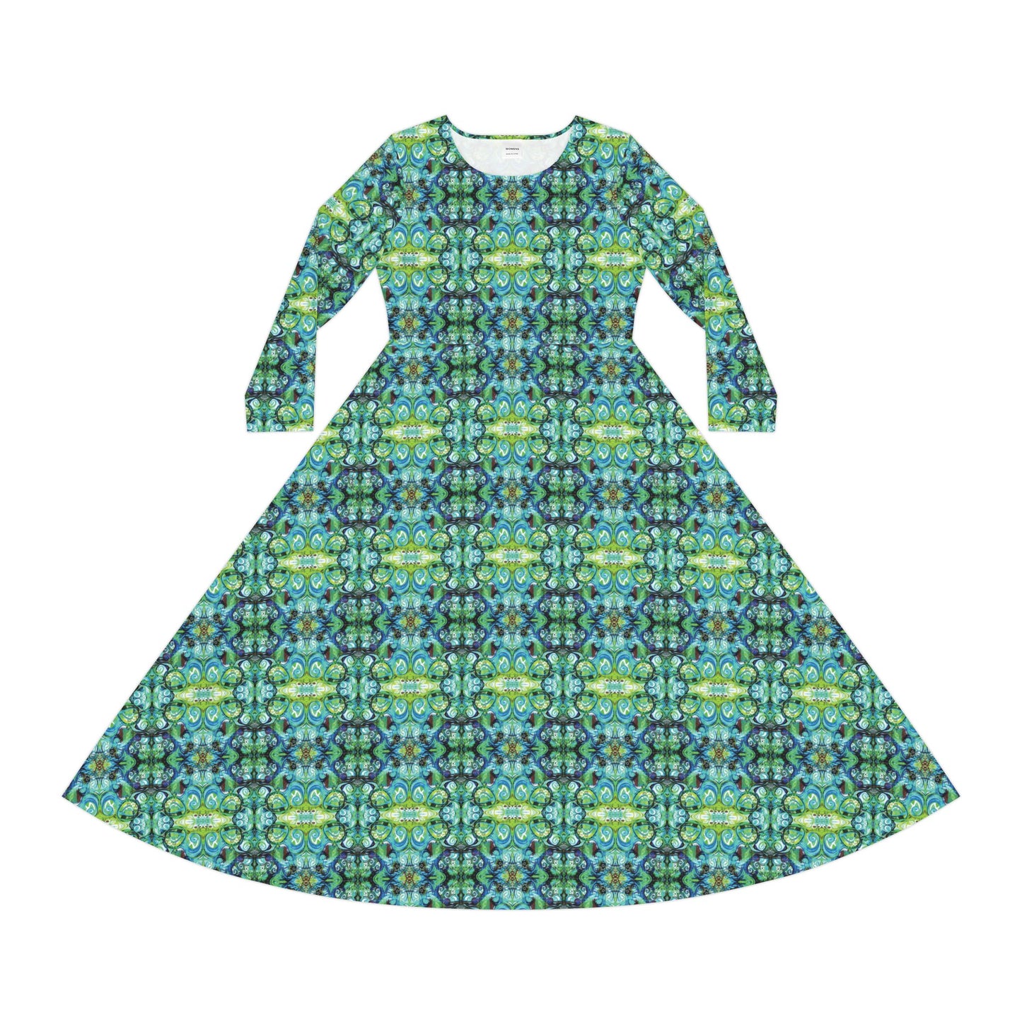 Dance Dress Long Sleeve (AOP): Peacock