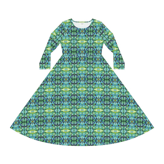 Dance Dress Long Sleeve (AOP): Peacock