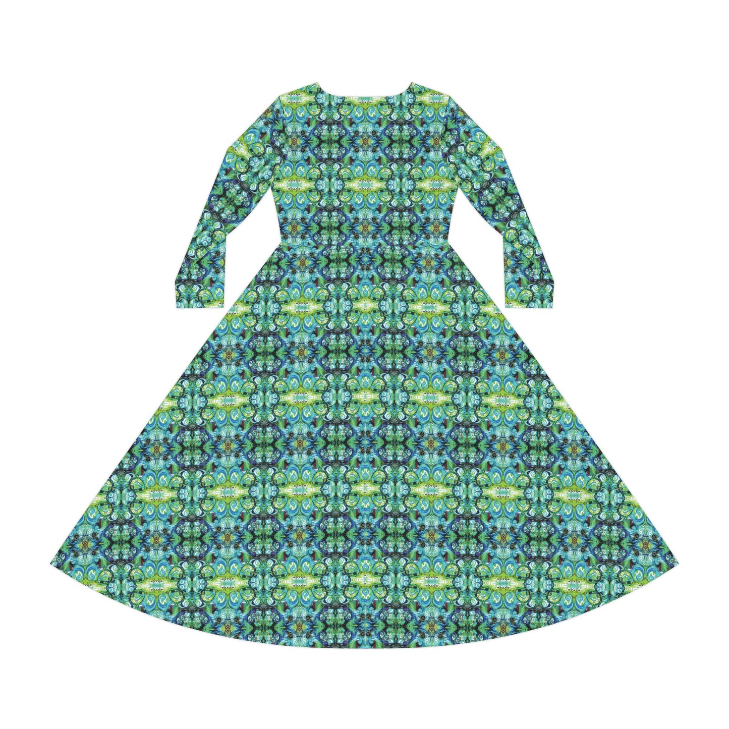 Dance Dress Long Sleeve (AOP): Peacock