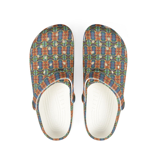 EVA Foam Rubber Shoes: Red & Blue Abstract Plaid