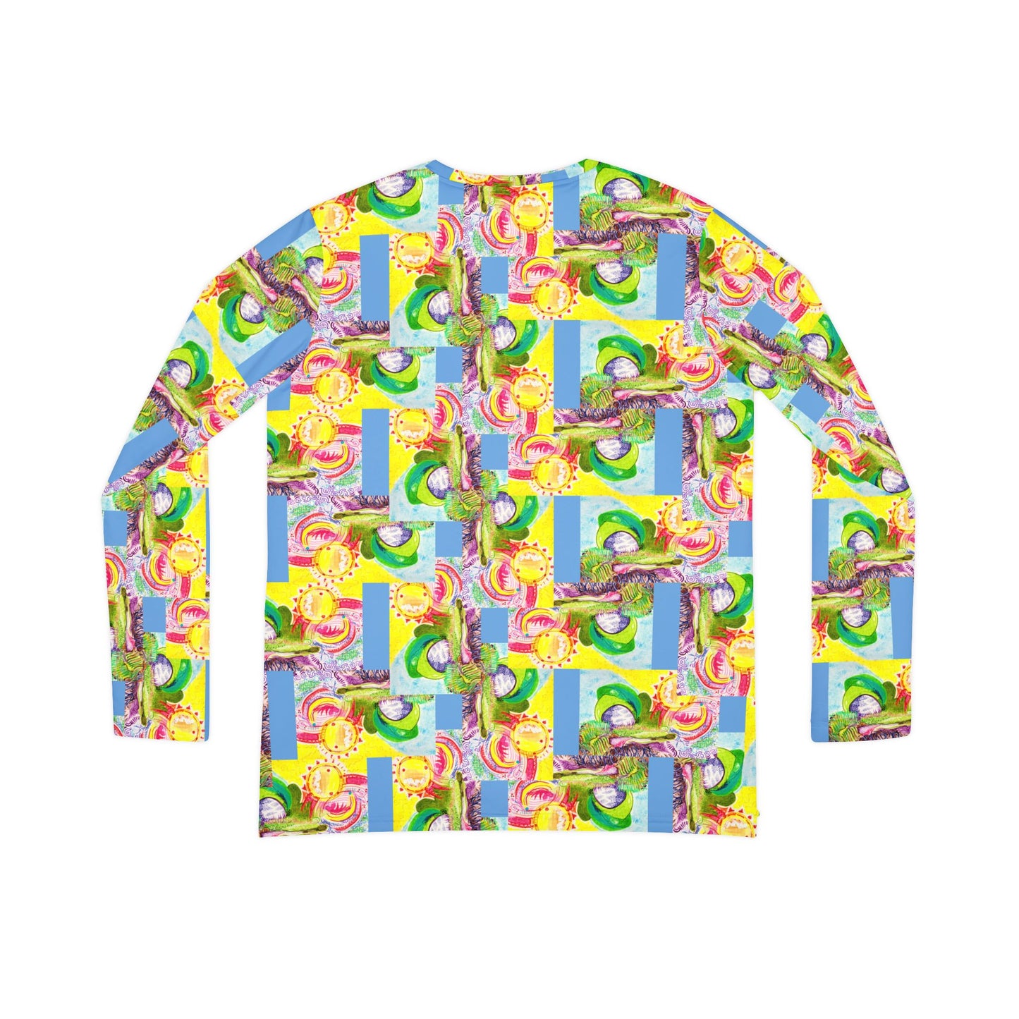 All-Over Print Women's Long Sleeve V-neck Shirt: Bright Basket Zag - Blue